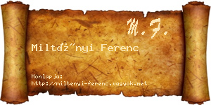 Miltényi Ferenc névjegykártya