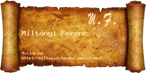 Miltényi Ferenc névjegykártya